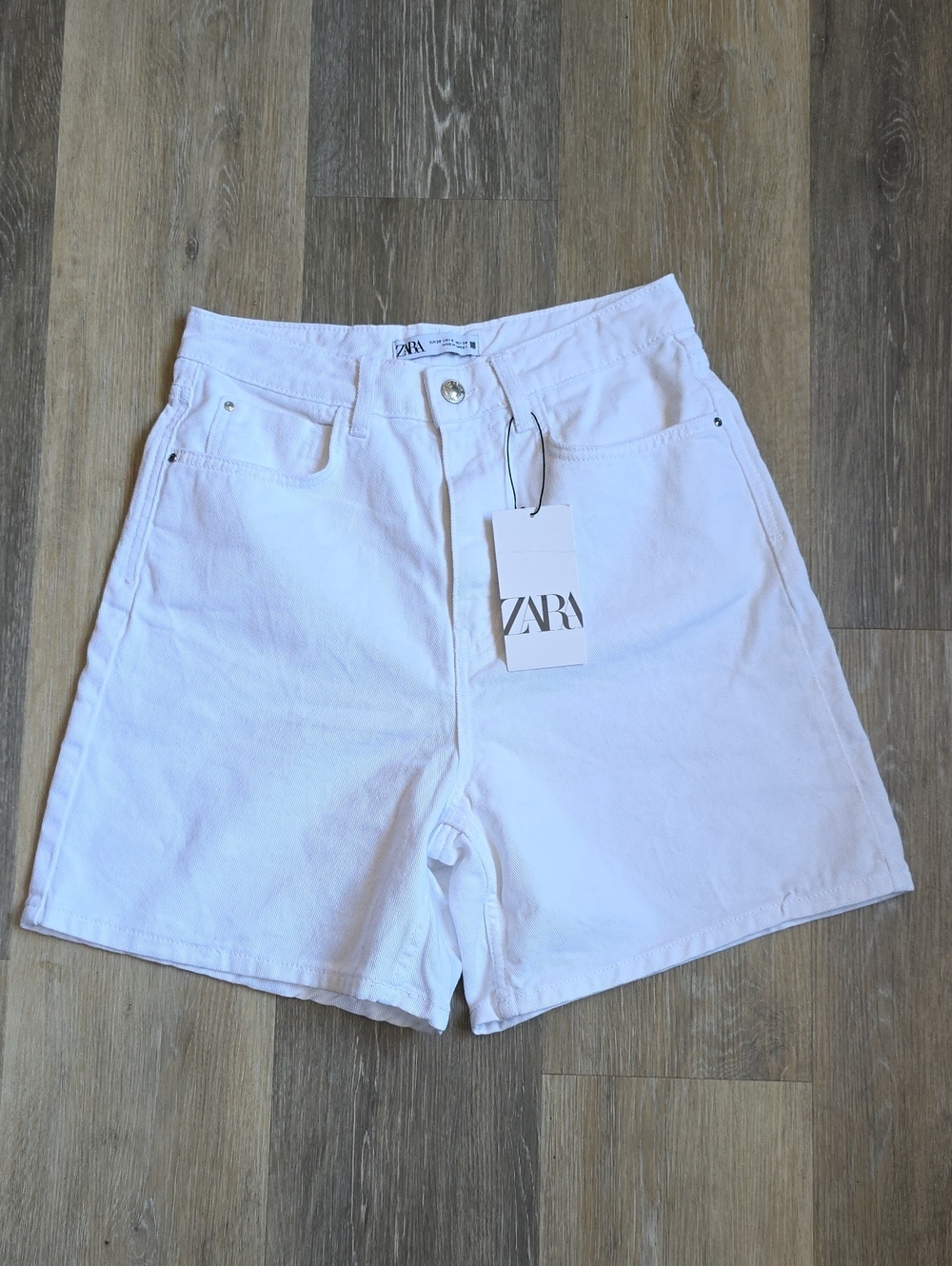 ZARA White Denim High-Rise Jean Shorts